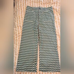 Anthropologie Maeve Collette Green Cream Patterned Pants 31